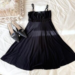 Black‎ pleated midi dress y2k